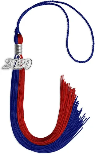 Vista 167 de Endea Graduation Borla de doble color con gota de fecha plateada (negro/oro antiguo, 2025)