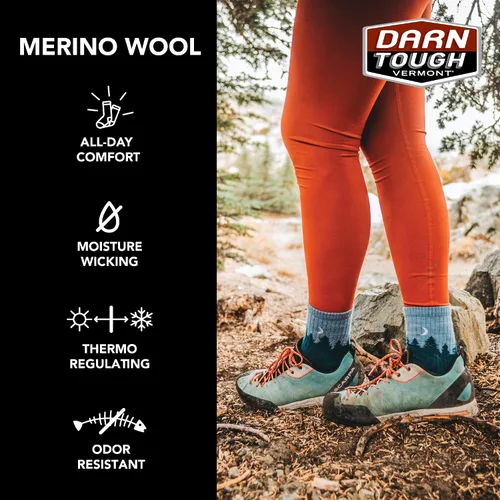 Vista 6 de Darn Tough Vermont Treeline Micro Crew - Calcetines de senderismo de peso medio con cojín para mujer (estilo 1971)