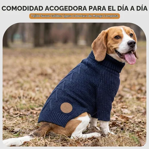Vista 4 de Cyeollo - Suéter de punto cálido de manga larga para perros pequeños y 1# Azul marino