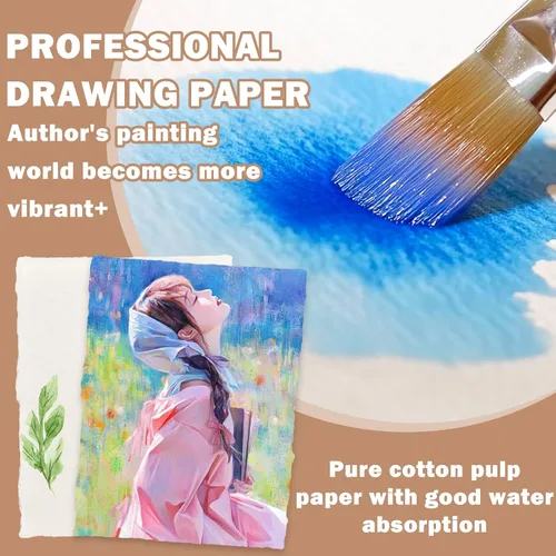 Vista 5 de Pack of 25 Handmade White Handmade Paper Blank 300 GSM Thick Paper Seed Paper Creative Style Watercolour Paper Thick Suitable for Drawings Greeting
