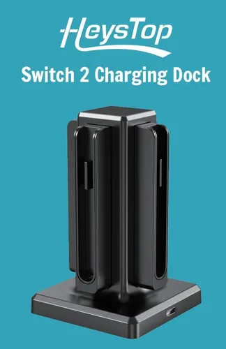 Vista 10 de HEYSTOP Base de carga compatible con Nintendo Switch 2 Joy-Con, estación de acoplamiento de cargador magnético Joycon de 4 puertos, indicador LED
