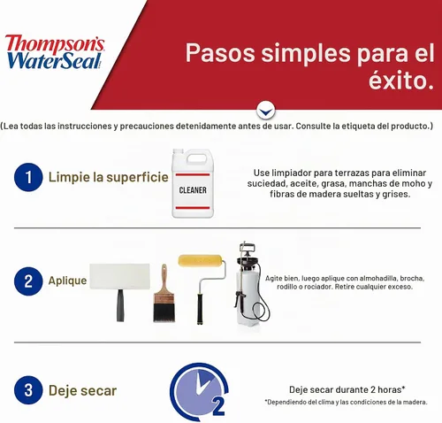 Vista 4 de Thompson’s WaterSeal sellador y repelente de manchas impermeable para madera de color sólido, cedro natural, 1 galón