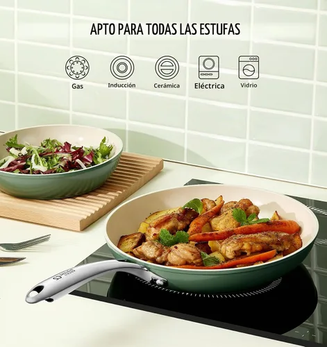 Vista 3 de KOCH SYSTEME CS Sartén antiadherente de 10 pulgadas con tapa, sartén de cerámica antiadherente con mango de acero inoxidable que se mantiene fresco