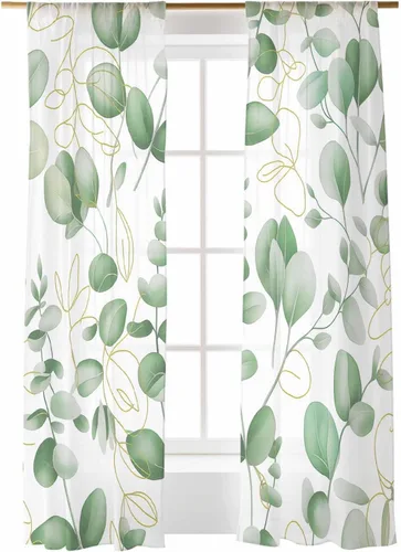 Vista 9 de Cortinas CosyBright Feliz Día de San Valentín, 63 Pulgadas de Largo, 2 Paneles, Gnomos, Cortina de Ventana Roja, Corazón de Amor, Árbol, Cortinas