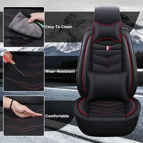 Vista 38 de Funda de asiento de auto de 2 asientos para Dodge Challenger 2000-2023, funda de cojín duradera, resistente al desgaste, impermeable, transpirable