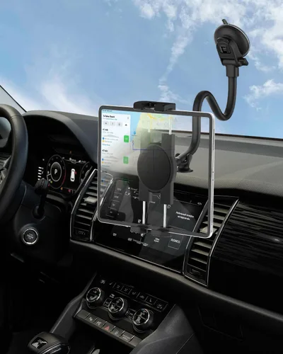 Vista 7 de Soporte para tablet para parabrisas de tablero de automóvil [brazo largo de cuello de cisne] Soporte de iPad con ventosa para automóvil, soporte