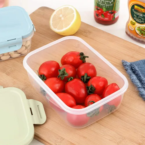 Vista 4 de Recipientes de almacenamiento de alimentos con tapas herméticas, recipientes de preparación de alimentos, contenedores de almuerzo con tapas Azul