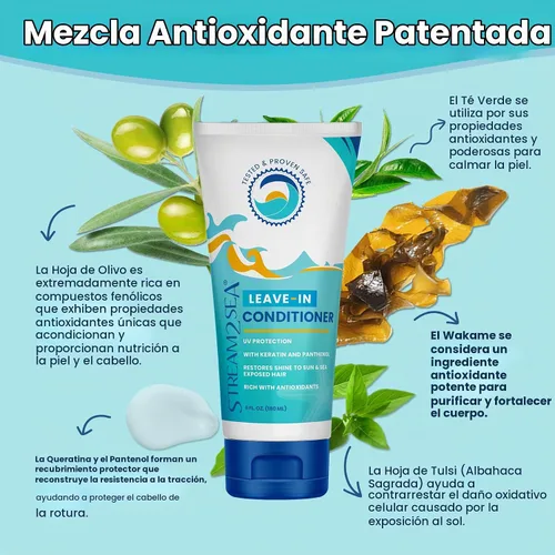 Vista 5 de Stream2Sea - Acondicionador de cabello sin sulfato sin enjuague con protección solar, 1 onza cada uno, paquete de 3