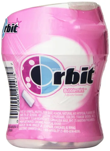 Vista 2 de Orbit - Vasos de goma de mascar de burbujas, menta burbuja, botella de 55 piezas, 2.7 onzas (paquete de 6)