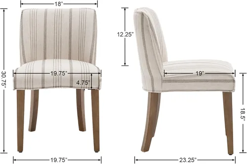 Vista 3 de chairus Juego de 2 sillas de comedor de granja, cómodas sillas de cocina tapizadas de tela de lino de madera marrón nogal, sillas de comedor