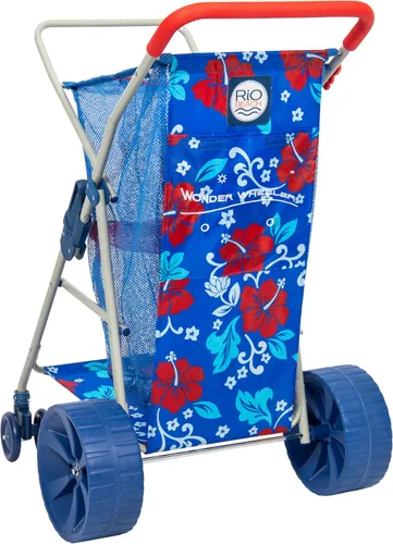 Vista 11 de Rio Beach Wonder Wheeler Deluxe - Carrito plegable utilitario, para césped y playa, azul marino