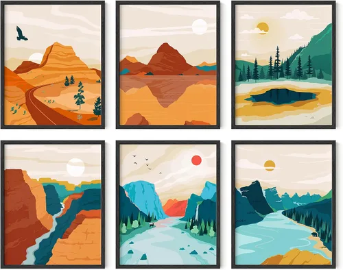 Vista 48 de HAUS AND HUES Pósteres vintage del parque nacional, juego de 6 impresiones artísticas de parques nacionales, arte de pared de naturaleza y juego
