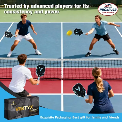 Vista 7 de Vortyx - Paleta de pickleball, Unibody termoformado de última generación, superficie de fricción de fibra de carbono Toray T700, FluxCore de 0.630
