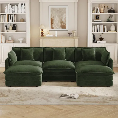 Vista 28 de Sofá modular de felpilla de 111.4 pulgadas, moderno juego de sofá de 3 asientos con asiento profundo, cómodo sofá nube con cojín de espuma doble