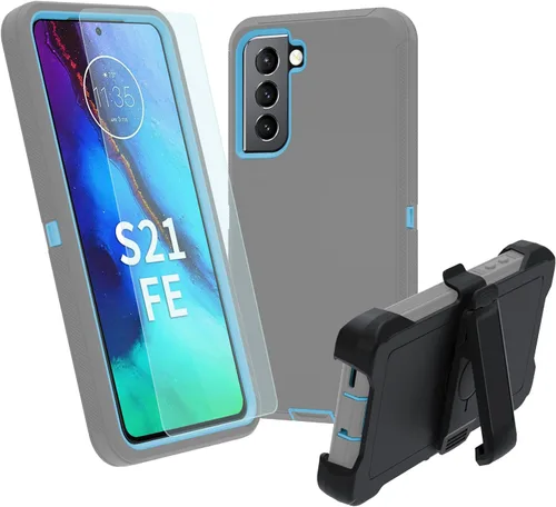 Vista 13 de NUFR Funda resistente para Samsung Galaxy S21 FE 5G, protección de grado militar, a prueba de golpes, a prueba de caídas, a prueba de polvo, (negro)