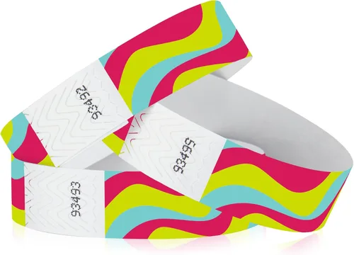 Vista 16 de 500 pulseras Tyvek con globos de Wristco para eventos, cómodas pulseras de papel resistentes a desgarros, pulseras de identificación