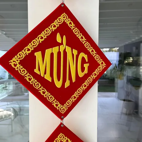 Vista 4 de Parejas vietnamitas de decoración de Año Nuevo Lunar - Parejas colgantes rojas para decoración TET - Decoración TET vietnamita_Lien Treo Trang Tri