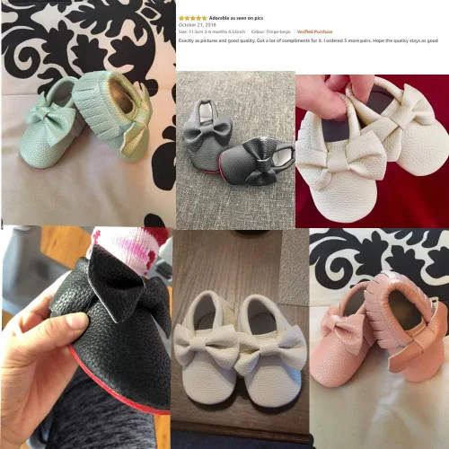 Vista 3 de Bebila Mocasines de bebé con flecos de doble lazo, zapatos de bebé de suela suave para niñas y niños pequeños