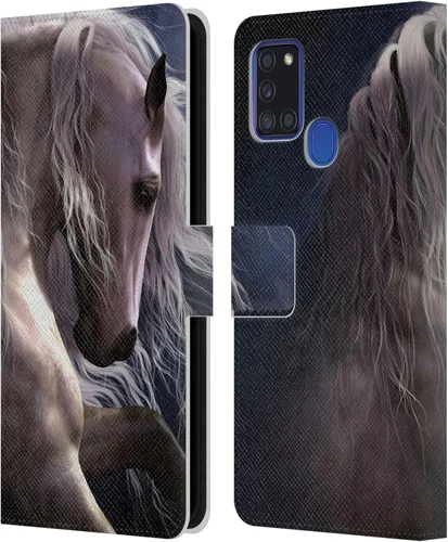 Vista 211 de Head Case Designs Officially Licensed Laurie Prindle A Morgan Christmas Western Stallion Leather Wallet Case Compatible with Samsung Galaxy A07 4G