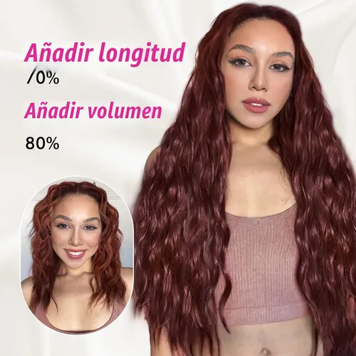Vista 4 de REECHO Extensiones de cabello con clip, 5 piezas, de 24 pulgadas, de color rubio ceniza, extensiones de cabello con ondas largas y sueltas, HE002