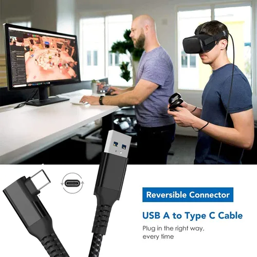 Vista 4 de Oculus Quest 2 Link VRrealidad virtual de 20 pies para juegos de PC USB 32 Gen1 5 Gbps tipo C a USB tipo A transferencia de datos de alta velocidad
