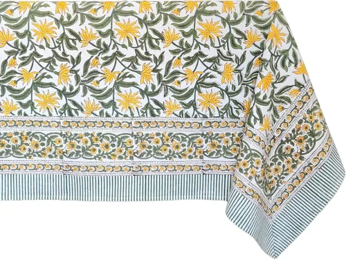 Vista 48 de ATOSII Mantel 100% algodón, Amara, floral, hecho a mano, rectangular, de lino, para cocina, comedor, fiestas, bodas, exteriores, picnics, Pascua
