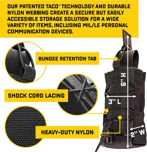 Vista 3 de High Speed Gear Radio Pop-UP TACO Bolsa de comunicación compatible con MOLLE Se adapta a múltiples dispositivos de radio
