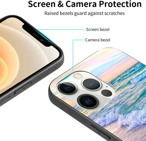 Vista 5 de Funda compatible con iPhone 11, funda estética Beach Wave Sunset Glow para iPhone, protección contra caídas, delgada, a prueba de golpes, funda