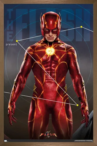 Vista 16 de Trends International DC Comics Movie The Flash - Póster de pared tríptico The Flash, 34 pulgadas de largo x 22.4 W, versión enmarcada en caoba