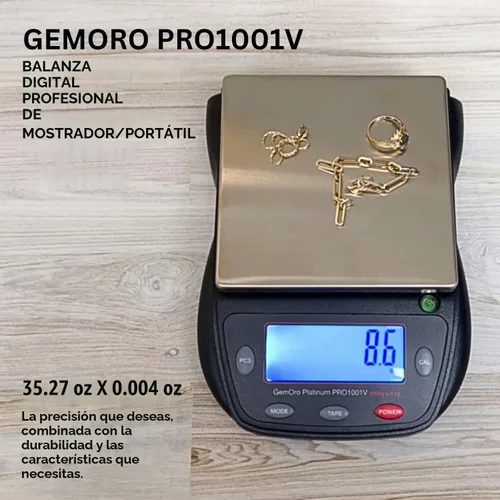 Vista 2 de GemOro Platinum PRO1001V - Báscula profesional para joyería, 35.27 oz x Capacidad de 35.27 oz con legibilidad de 0.004 oz; diseño de encimera