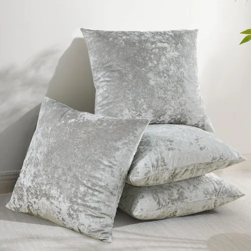 Vista 27 de Home Soft Things Funda de almohada decorativa de terciopelo triturado, 4 piezas, aguacate, 20 x 20 pulgadas, funda cuadrada de acento suave