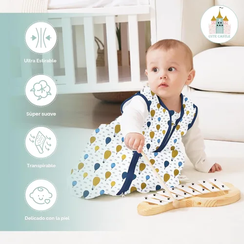Vista 2 de Cute Castle Baby Sleep Sack - Lightweight 100% Cotton 2-Way Zipper TOG 0.5 Infant Wearable Blanket