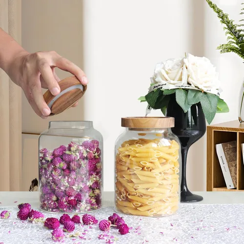Vista 3 de Recipiente de café al vacío de vidrio para almacenamiento de alimentos con tapas herméticas, recipiente de café de vidrio de borosilicato