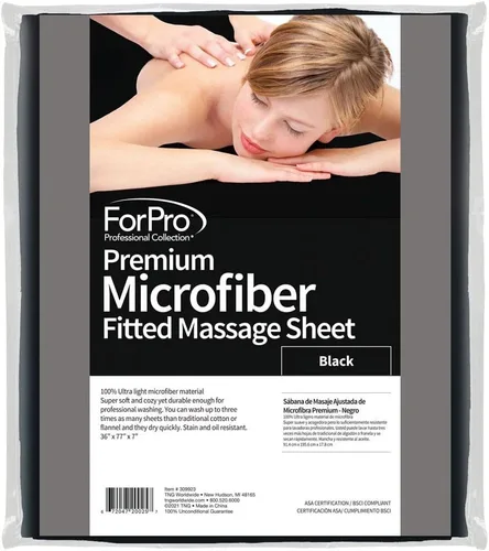 Vista 4 de ForPro Sábana bajera ajustable de microfibra para masaje, 36 pulgadas de ancho x 77 pulgadas de largo x 7 pulgadas de alto, for Massage &