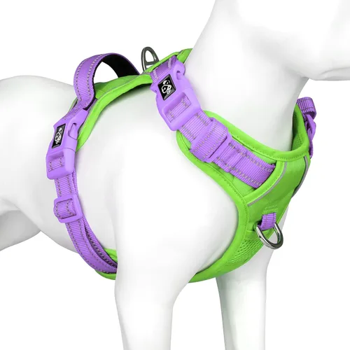 Vista 20 de Arnés para perro sin tirones, chaleco para perro reflectante ajustable de colores únicos, con asa de entrenamiento suave y clips de metal
