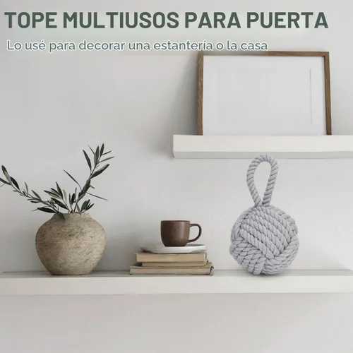 Vista 6 de Pomeat Tope de puerta decorativo náutico con base pesada de cuerda, tope de puerta resistente para cuña de ventana del hogar, 6 pulgadas (gris)