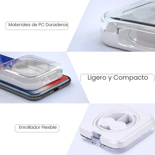 Vista 3 de pzoz Funda para auriculares compatible con Apple iPhone/iPad/iPods EarPods, funda organizadora de cable para auriculares con cable, soporte