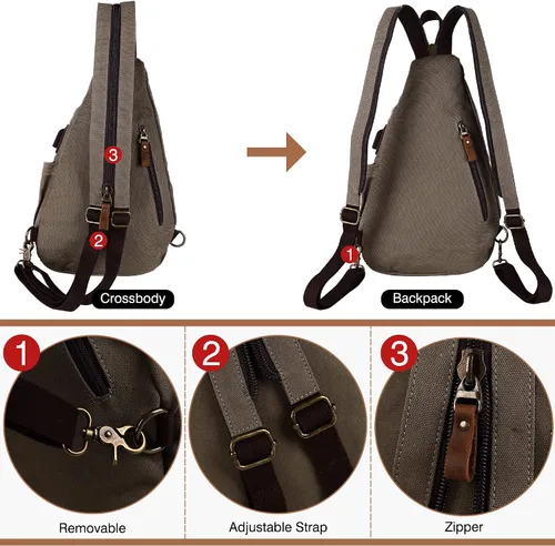 Vista 5 de HUXFAM Mochila bandolera pequeña multiusos casual mochilas al aire libre ciclismo senderismo viajes, 40 verde militar, Mochilas Daypack