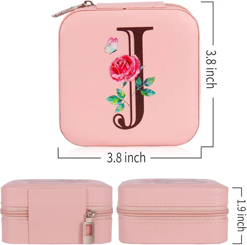 Vista 3 de Joyero de viaje, organizador de joyas pequeño, mini joyero con espejo, regalo perfecto para damas de honor para bodas, el mejor regalo para mujeres