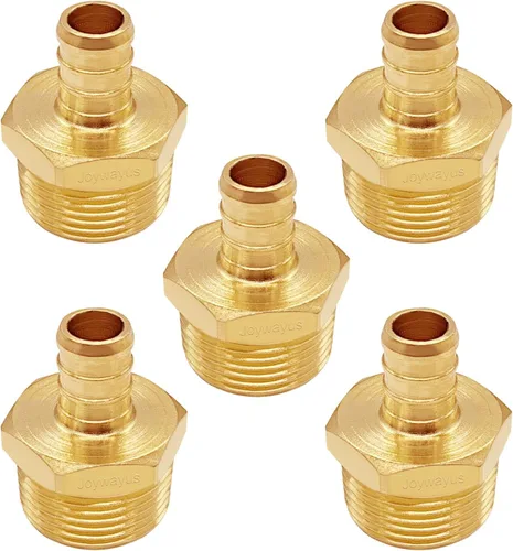 Vista 6 de Joywayus Acoplamiento de tubería PEX de latón, adaptador de montaje de tubería macho NPT de 1/2" PEX x 3/8" (paquete de 5) Compatible with PEX-B