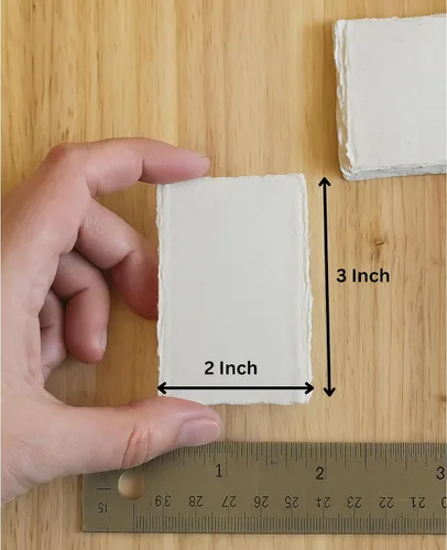 Vista 2 de Papel de algodón hecho a mano con borde Deckle de algodón reciclado, tarjeta mixta para tarjetas de colocación/acompañantes, tarjetas de lugar