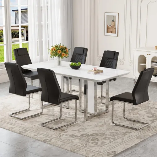 Vista 10 de Juego de mesa de comedor Marle blanca de 63 pulgadas para 4
