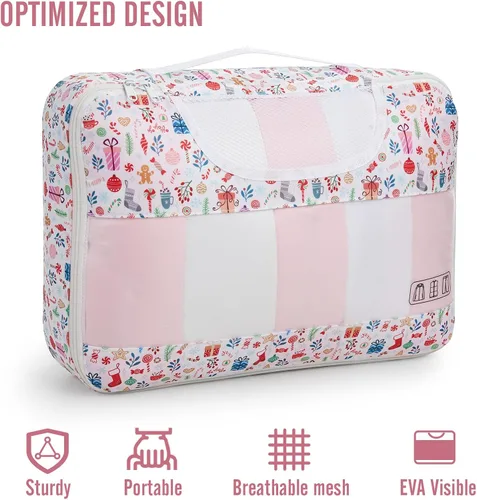 Vista 4 de Veken Juego de 8 cubos de embalaje para niños de viaje, accesorios esenciales de vacaciones en la playa para cruceros, bolsas organizadoras