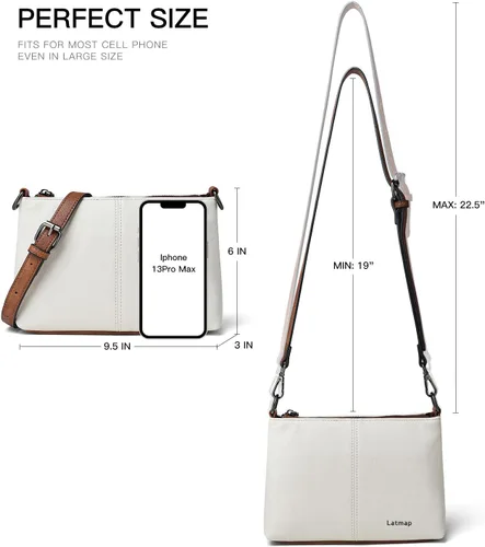 Vista 5 de Bolso cruzado para mujer, mediano y grande, de cuero vegano, bolso de mano para el hombro, bolso de mano de moda para viajes
