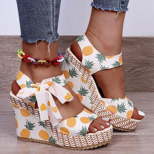 Vista 2 de NOLDARES Sandalias para mujer, sandalias de plataforma con punta abierta sin posicionar, con estampado floral