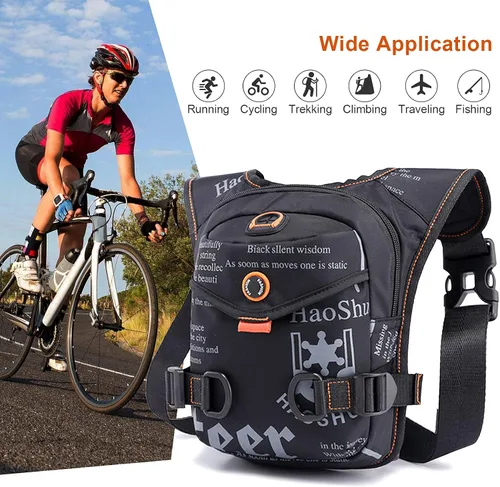 Vista 6 de GFun Riñonera de cintura impermeable para mensajero, bolsa táctica militar, muslo, cadera, para exteriores, con agujero para auriculares, viajes