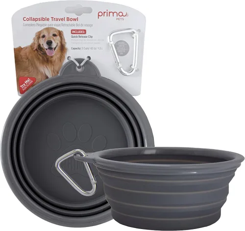 Vista 14 de Prima Pet Plegable Silicona Food & agua Tazón con clip de viaje para perro y gato, tamaños disponibles: pequeño (1,5 tazas) & Grande (5 tazas), Agua