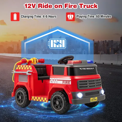 Vista 7 de OLAKIDS - Camión de bomberos con control remoto para padres, pistola de Rojo