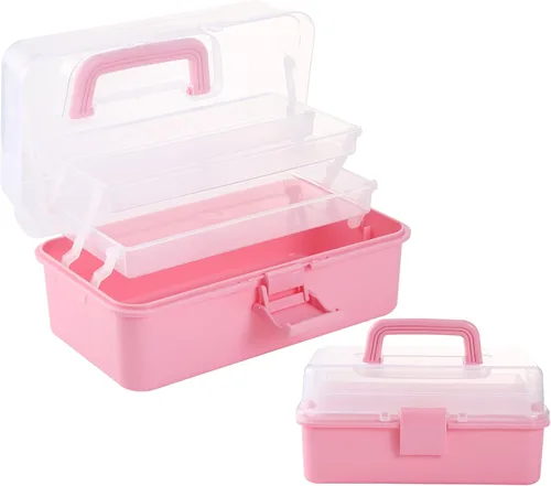 Vista 9 de Caja Organizadora Plegable Versátil de Tres Capas de 11(pulg), Ideal para Arte y Manualidades, Juguetes, Suministros de Costura, Joyería