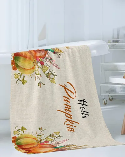 Vista 3 de Hello Pumpkins Bath Towels for Bathroom Set - Luxury Towels Gifts for Women,Quick Dry Beach Kitchen Hand Hair Face Yoga Workout Gym Towel and Dish